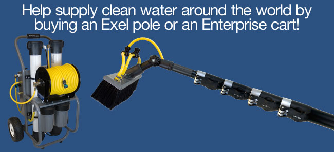 Help supply clean water around the world by buying an Exel pole or an Enterprise cart!