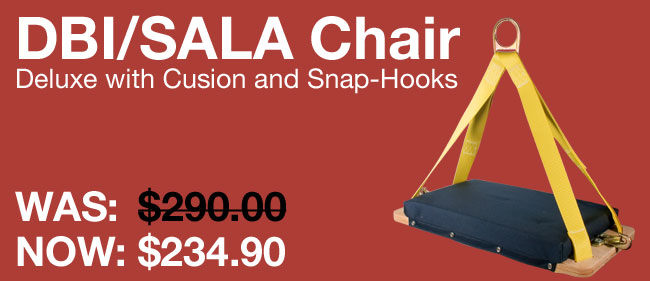 DBI SALA Deluxe Chair with Cushion and Snap-Hooks on Sale!